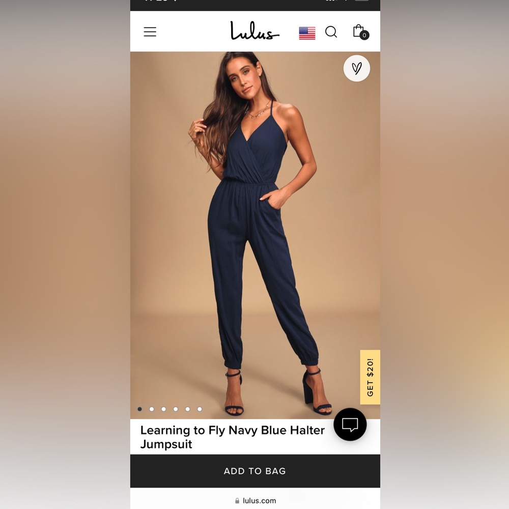 Lulus Learning to Fly Navy Blue Halter Jumpsuit